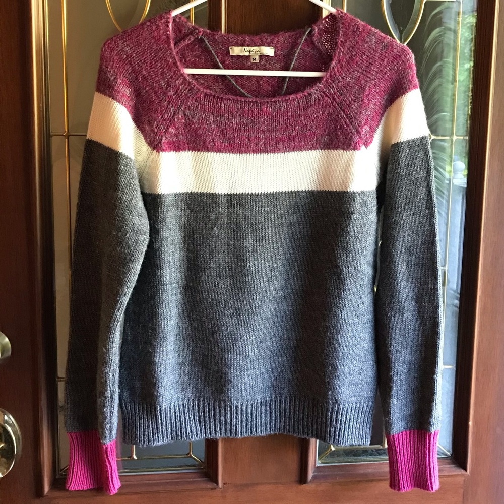 Napa Girl Wool/Alpaca/Mohair Blend Colorblock Striped Sweater Size Medium